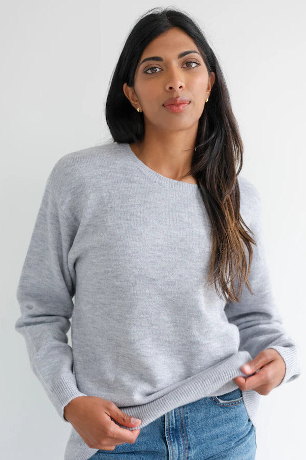 Oversized Knit Crew (S-XXXL ; Grey & Black)