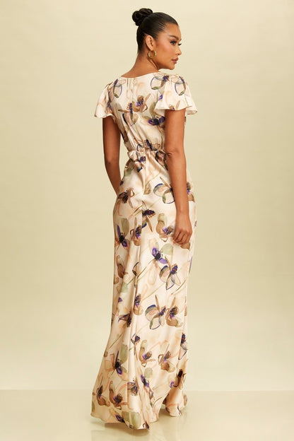 Floral Cap Sleeve Maxi Dress