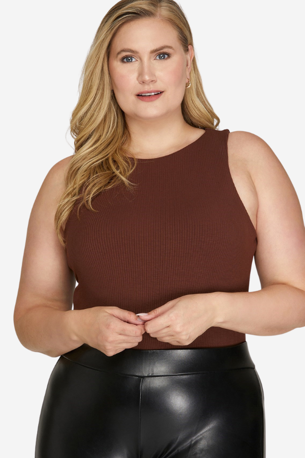 womens plus size brown tank top brown body suit plus size elevated basic winnipeg manitoba canada