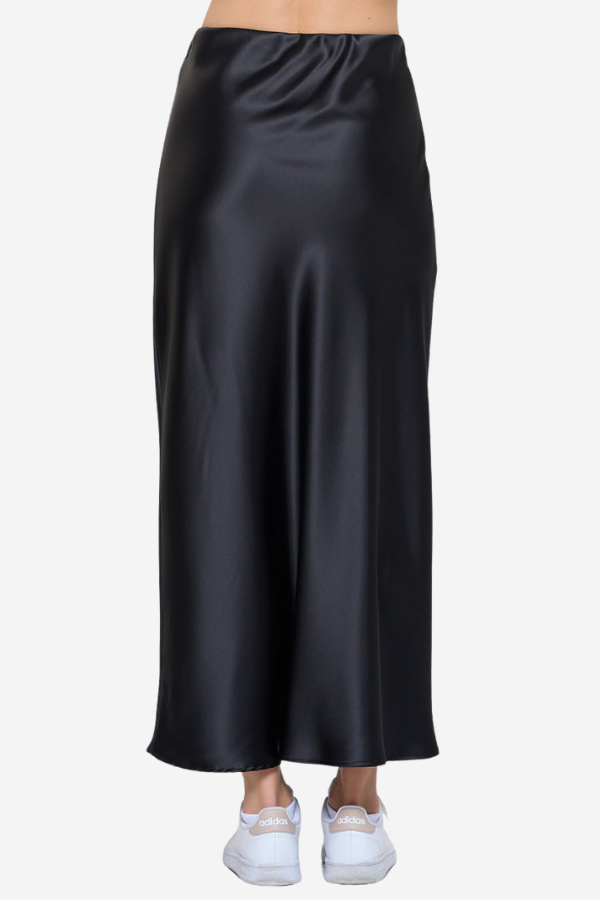 Black satin slip skirt 