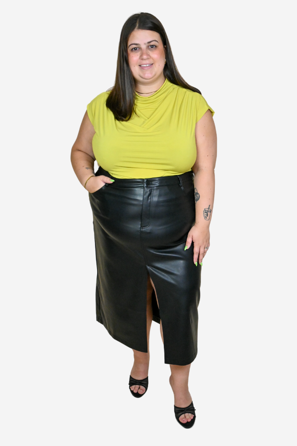 CURVE Leatherette Midi Skirt