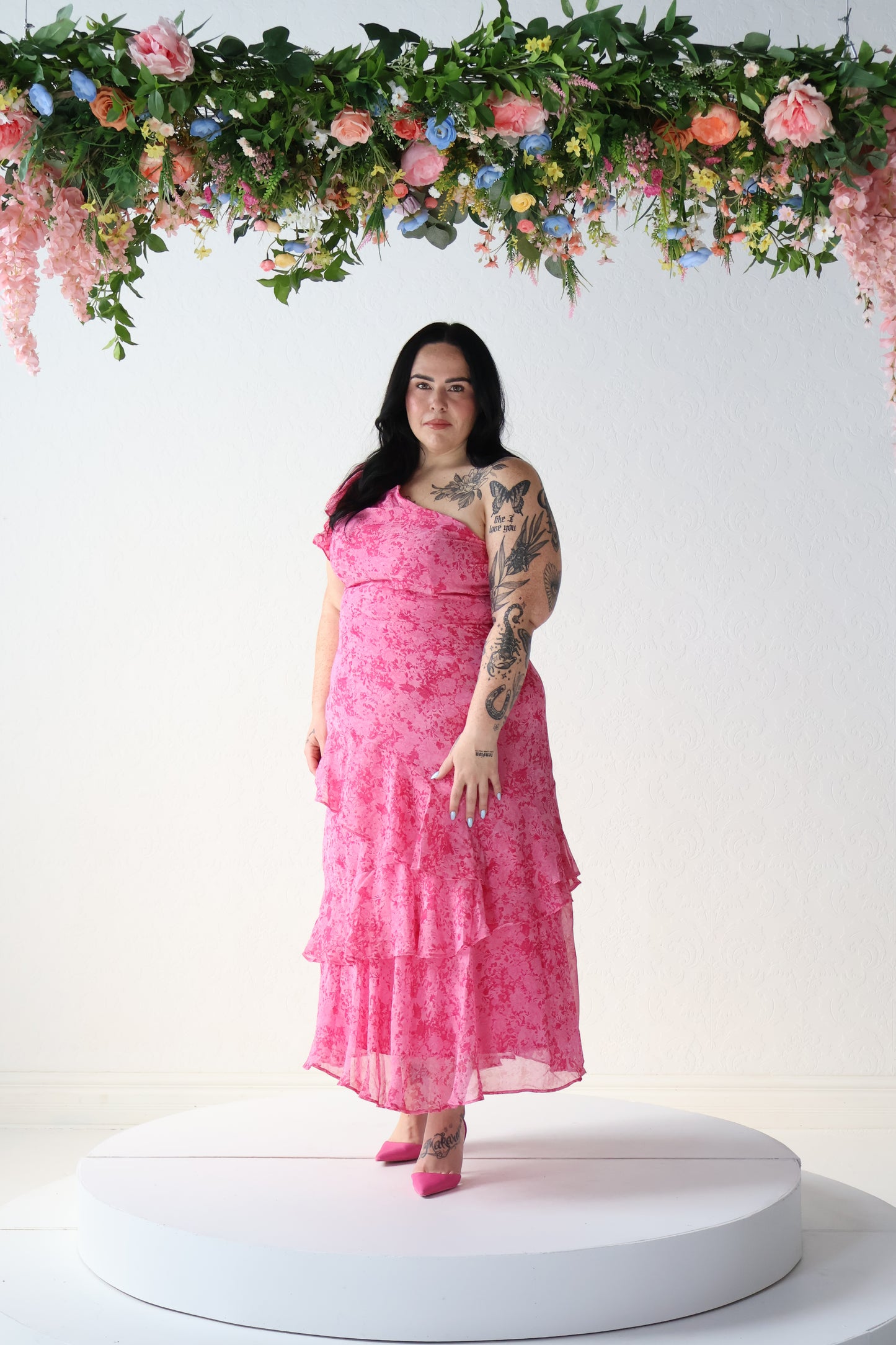 CURVE One Shoulder Floral Midi Dress