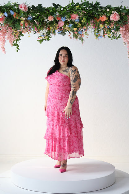 CURVE One Shoulder Floral Midi Dress