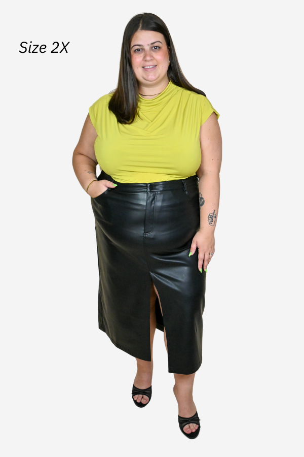 CURVE Leatherette Midi Skirt