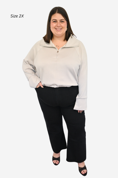 Half Zip Adjustable Knit Top (S-3X)