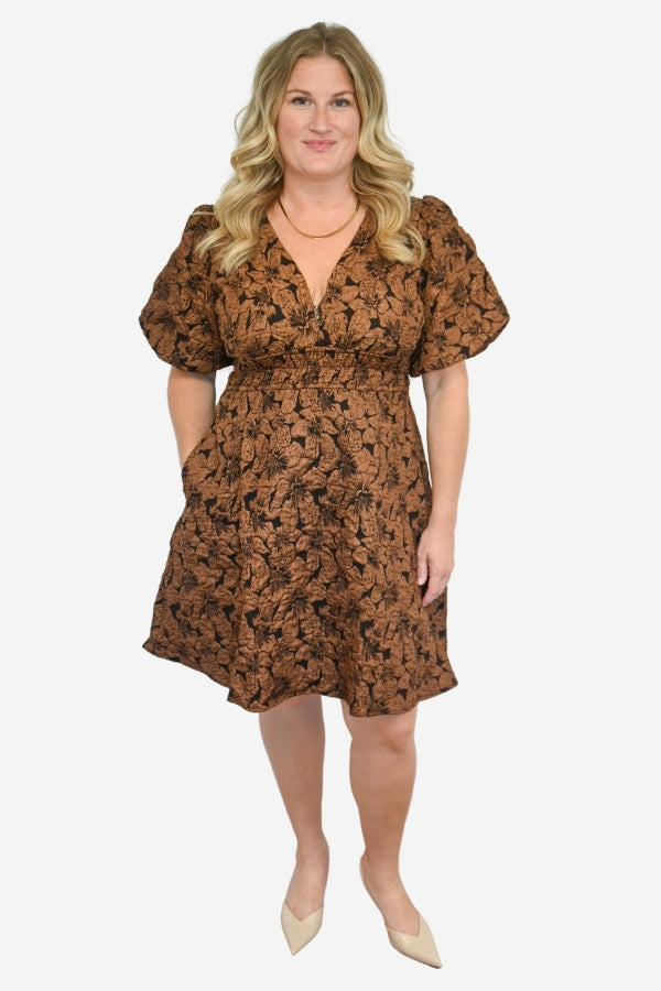 plus size brown mini dress event dress fall dress