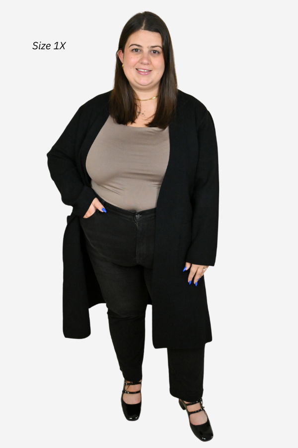 Plus size DEX black long cardigan 