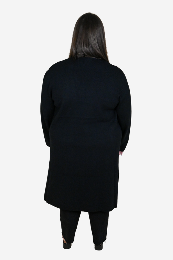 Plus size DEX black long cardigan 