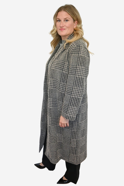 plus size houndstooth long line jacket work jacket winnipeg manitoba canada