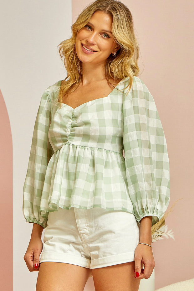 Gingham Blouse (S-3X)