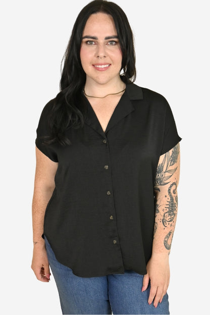 Button Up Casual Top (S-3X)