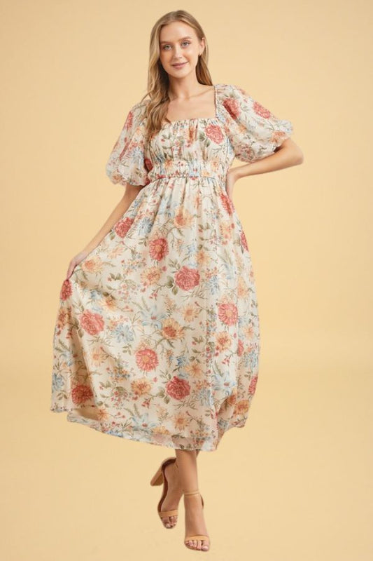 Organza Floral maxi dress (S-3X)