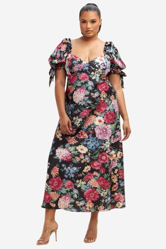 Luxxel plus size floral poets midi dress 