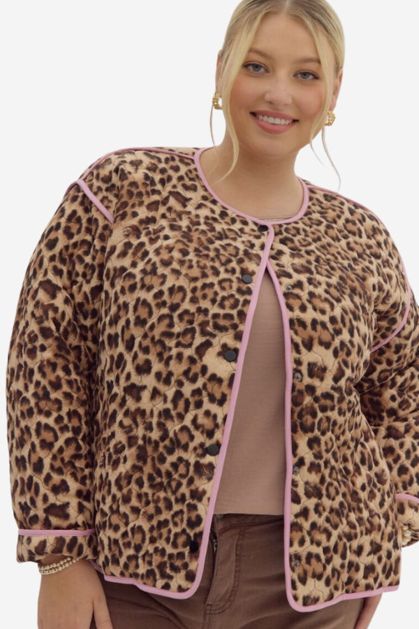 plus size leopard print quilted jacket winnipeg manitoba canada