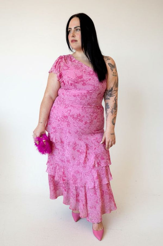 CURVE One Shoulder Floral Midi Dress