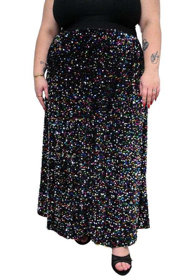 CURVE Rainbow Sequin Skirt