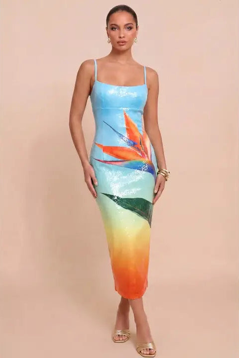 Sequin Paraside Midi Dress