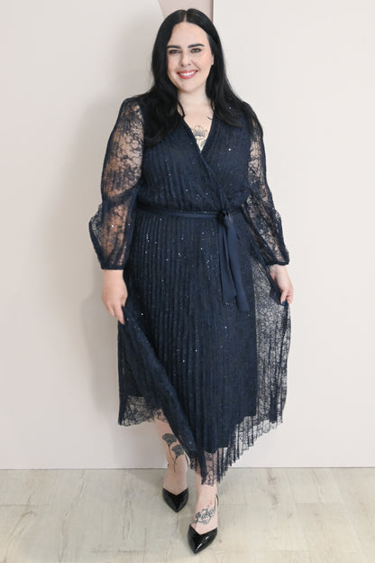 CURVE Lace Sequin Midi Dress