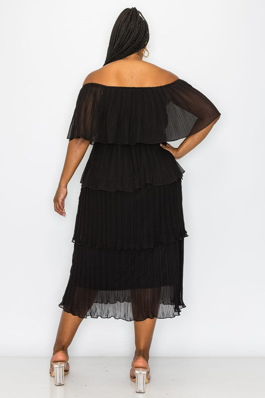 ワンピース theredthread S oval pleats dress gray CURVE Pleated OTS Midi Dress (2 Colors) – Valencia Boutique