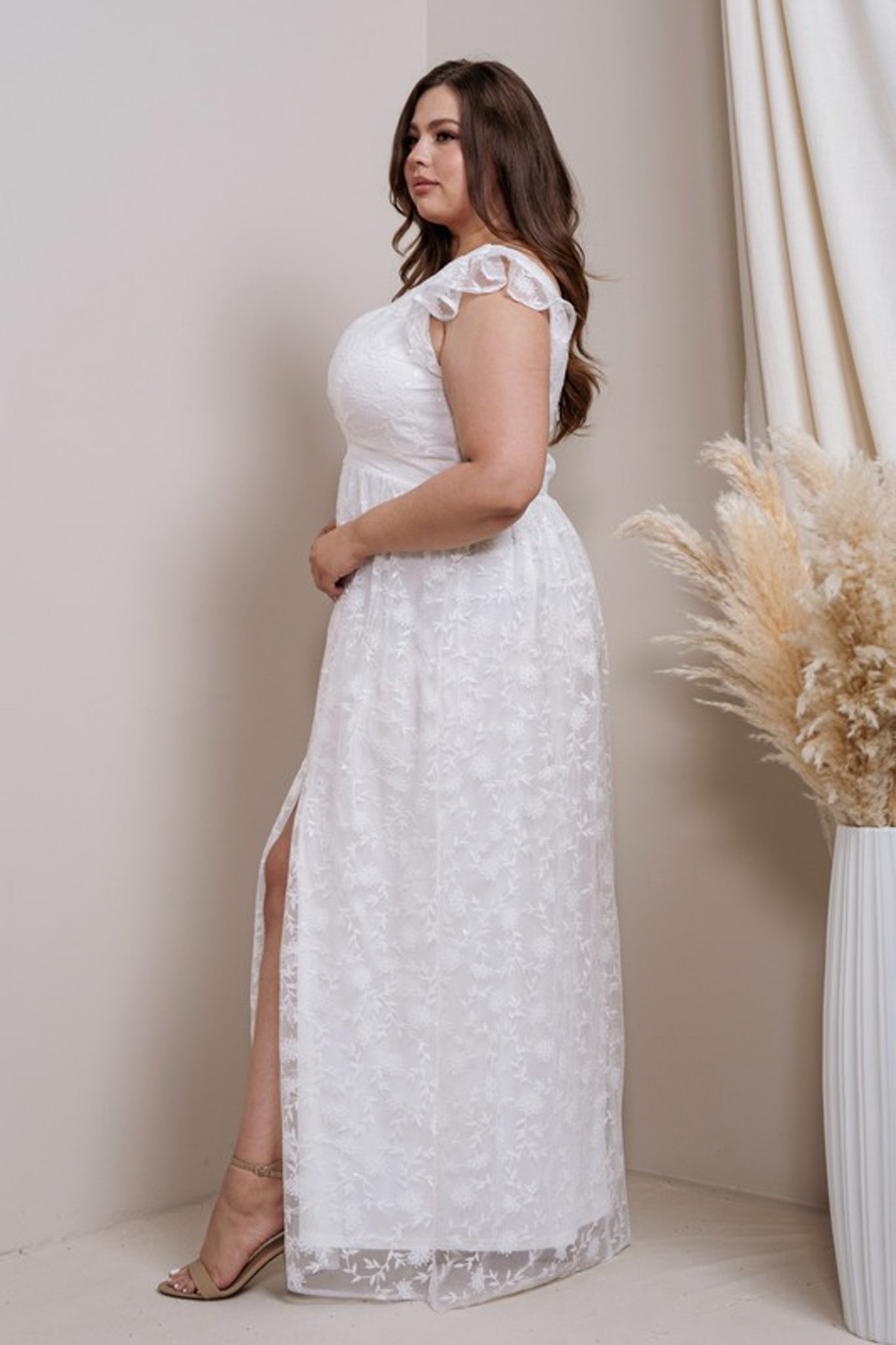 CURVE Lace Plunge Maxi Dress