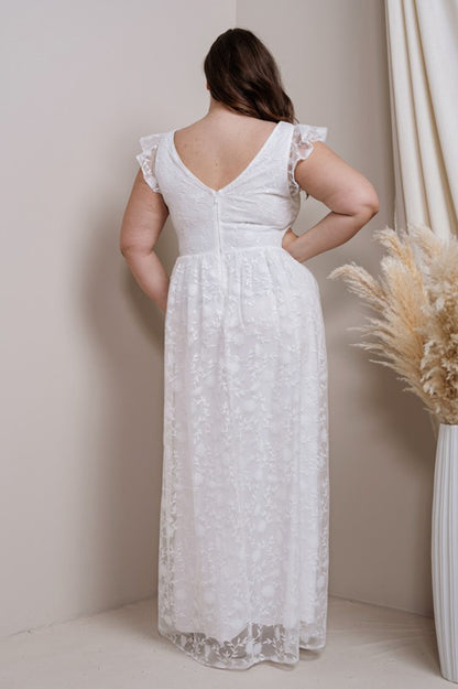 CURVE Lace Plunge Maxi Dress