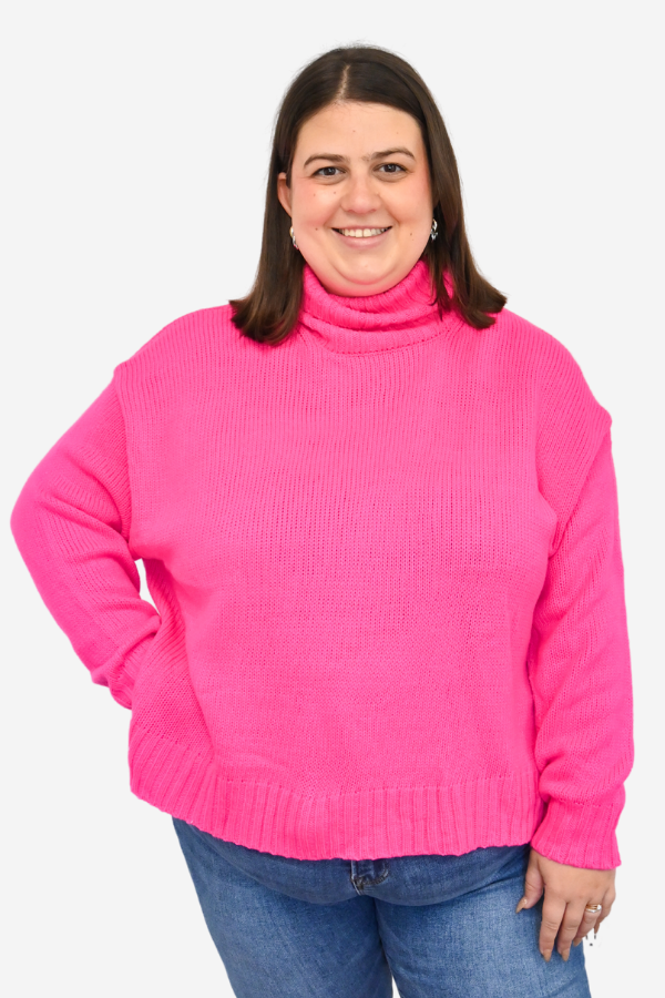 Hot Pink Turtleneck (S-3X)