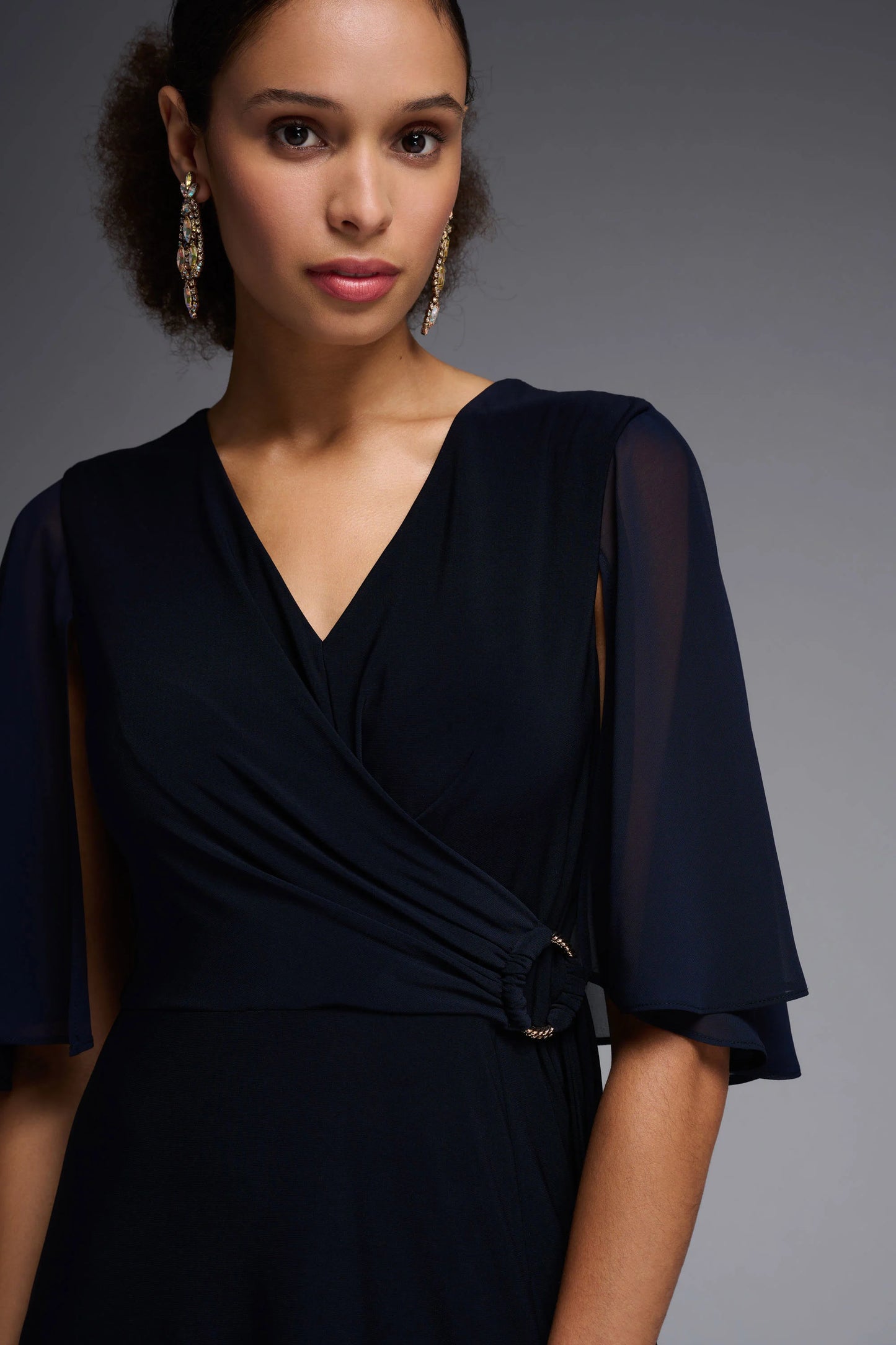 CURVE Silky Knit with Chiffon Sleeves