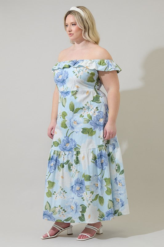 Sloane Floral OTS Midi Dress (XS-3X)