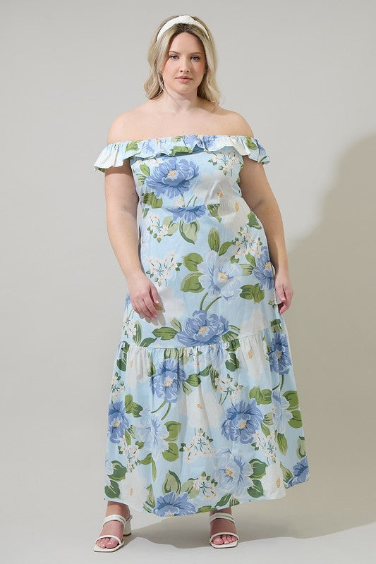 Sloane Floral OTS Midi Dress (XS-3X)