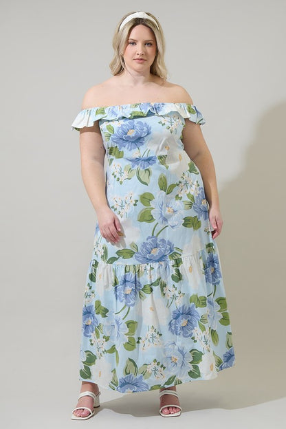 Sloane Floral OTS Midi Dress (XS-3X)