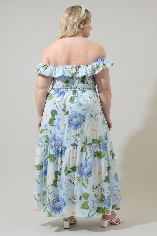 Sloane Floral OTS Midi Dress (XS-3X)