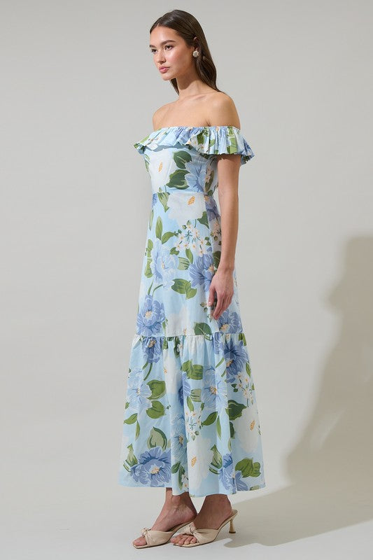Sloane Floral OTS Midi Dress (XS-3X)