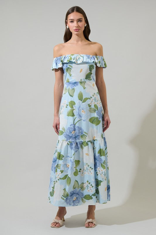 Sloane Floral OTS Midi Dress (XS-3X)