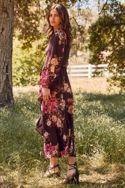 Fuchsia Floral Wrap Dress (S-3X)