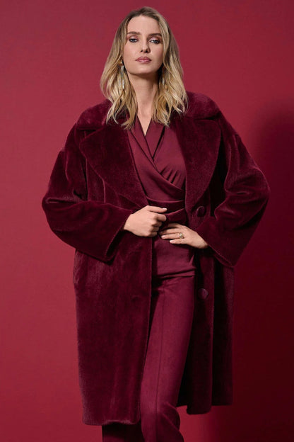Wine Faux Fur Coat (S-XXL)
