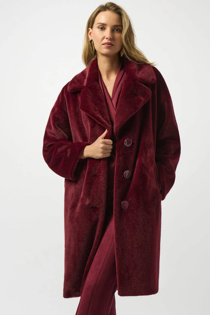 Wine Faux Fur Coat (S-XXL)