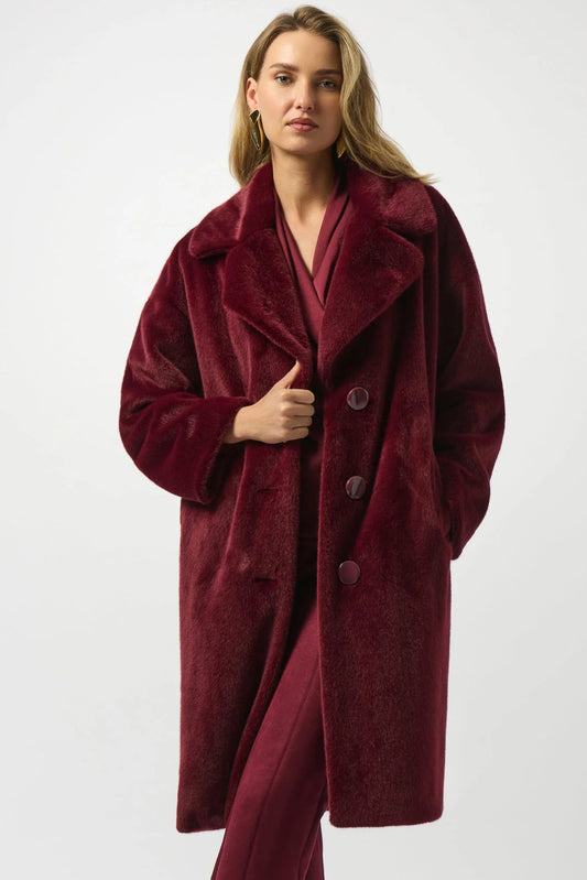 Wine Faux Fur Coat (S-XXL)