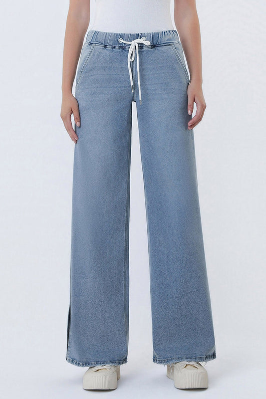 Drawstring Wide Leg Jeans (1-24W)