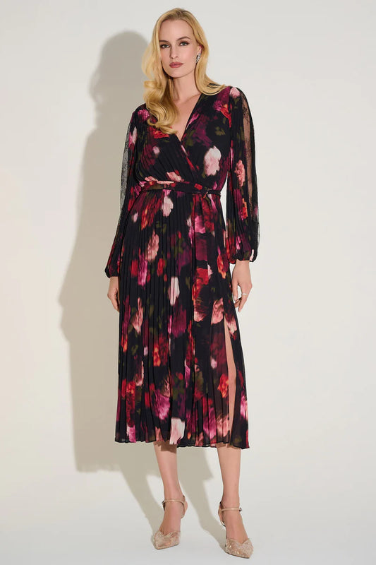 Floral Pleated Midi Dress (S-XXL)