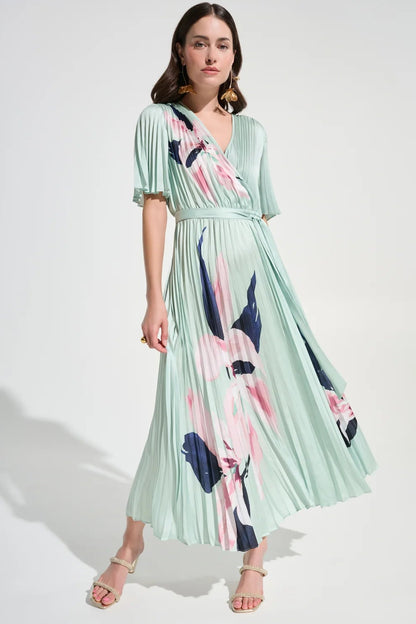 Pleated Floral Fit & Flare Dress (S-XXL)