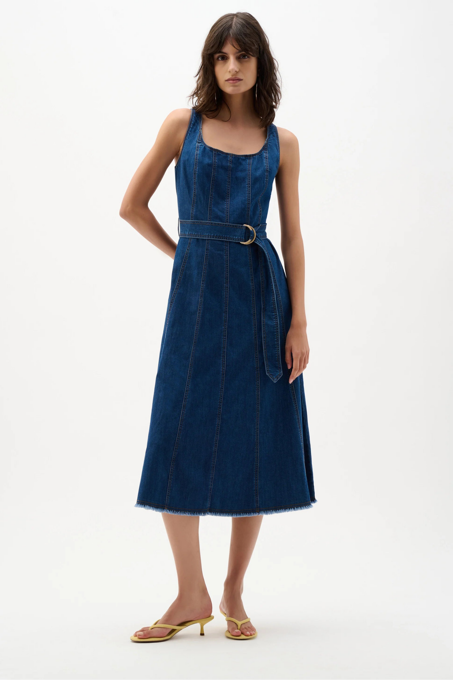 Denim Fit and Flare Midi Dress (S-XXL)
