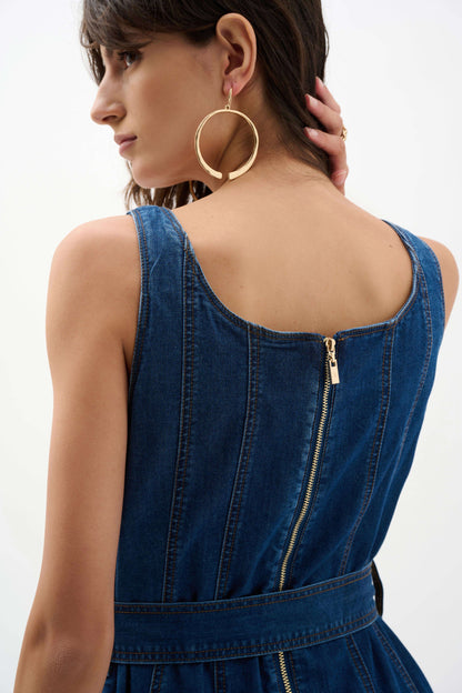 Denim Fit and Flare Midi Dress (S-XXL)