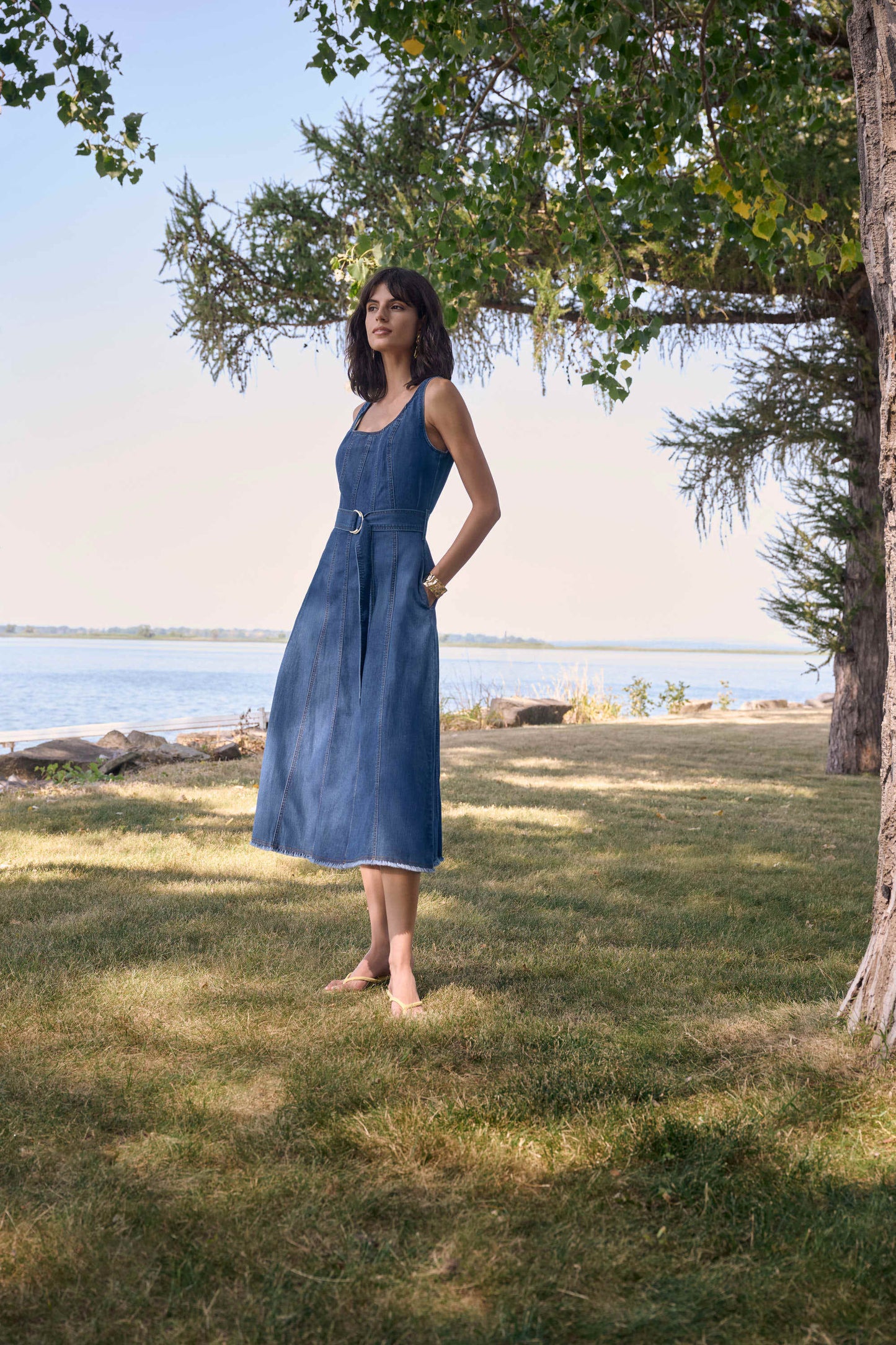 Denim Fit and Flare Midi Dress (S-XXL)