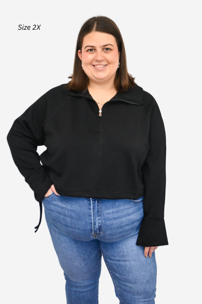 Half Zip Adjustable Knit Top (S-3X)