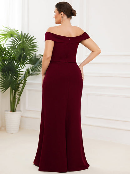 Burgundy Maxi gown with ruffle front Mother of the bride dress Mother of the groom dress