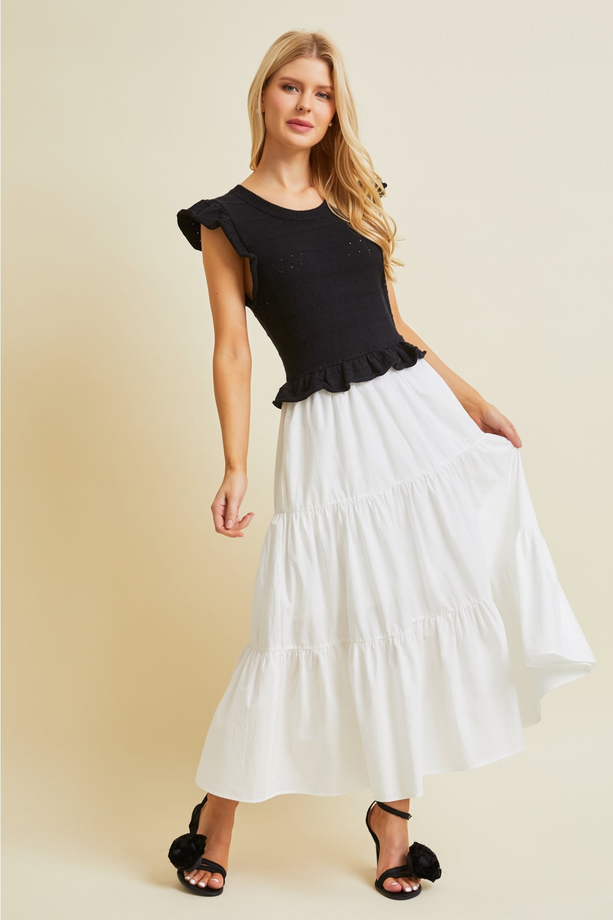 Heyson Plus size Knit top poplin Skirt Midi dress