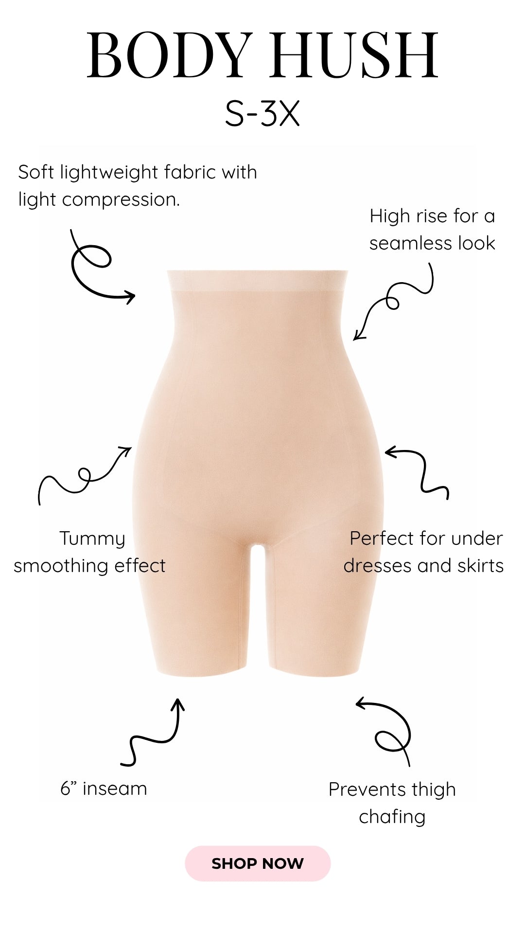 BODY HUSH Anti-Chafing Short (S-3X)