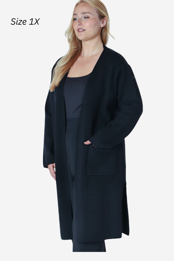 Plus size DEX black long cardigan 