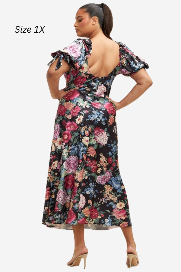 Luxxel plus size floral poets midi dress 