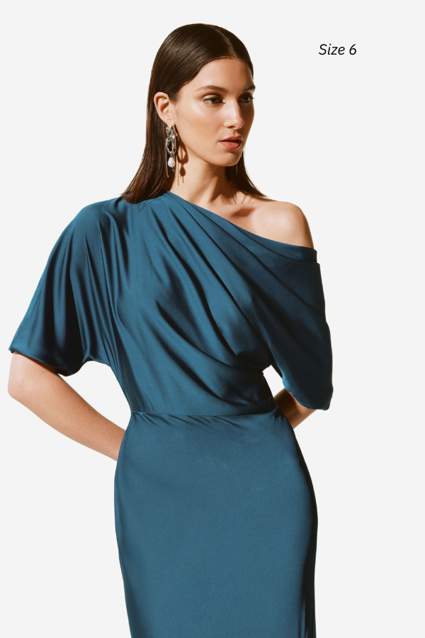 Joseph ribkoff teal trumpet gown